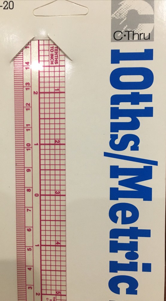 C-Thru Clear Plastic 10ths/Metric Ruler - W-20