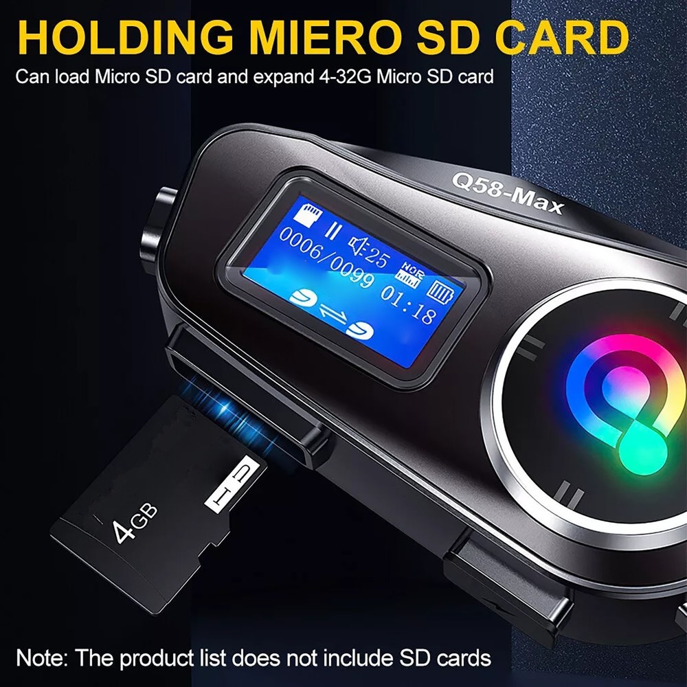 Motorcycle Intercom Helmet Bluetooth Headset support FM radio LCD Waterproof