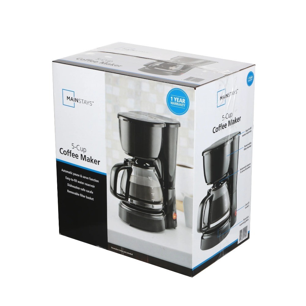 5 Cup Coffee Maker Machine, Black, Drip Coffee Brewer