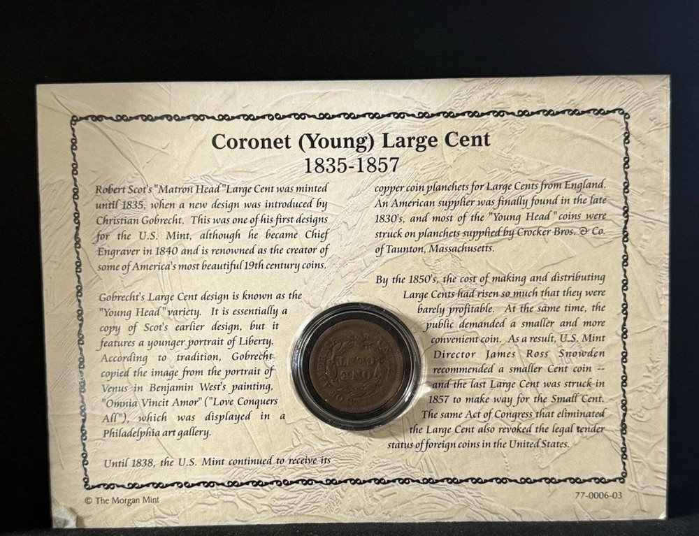 1853 Large Cent Braided Hair