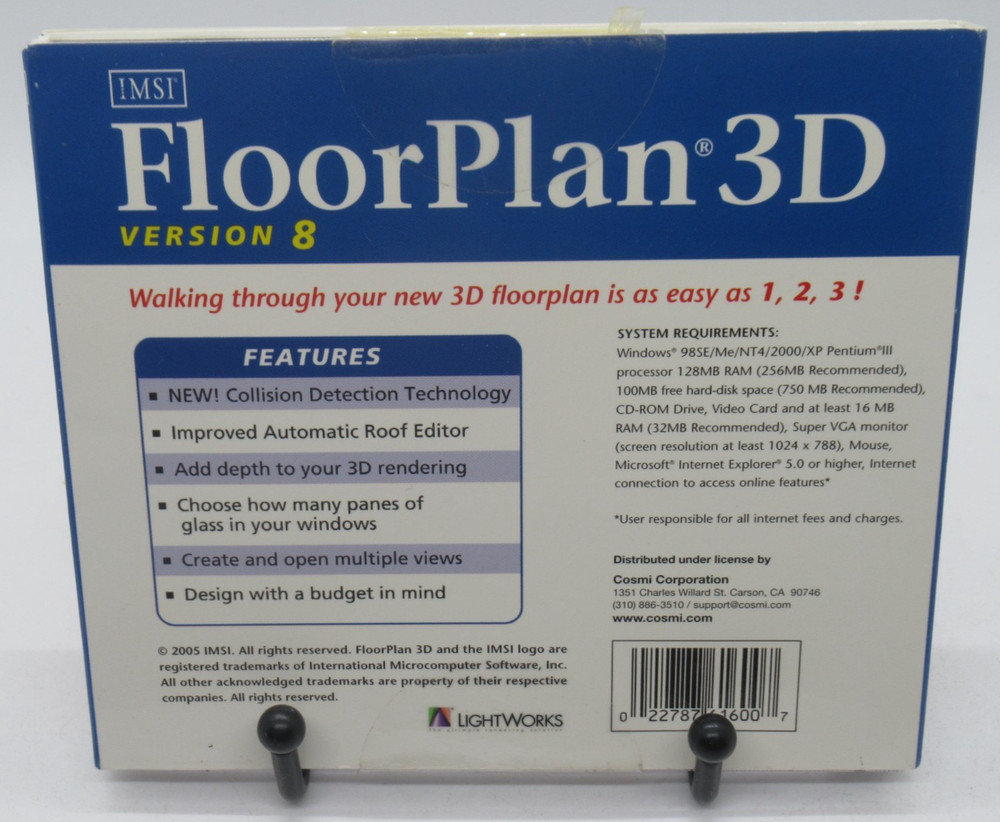 FLOOR PLAN 3D - VERSION 8 PC CD-ROM SOFTWARE FOR WIN 98/XP, HOME DESIGN, REMODEL
