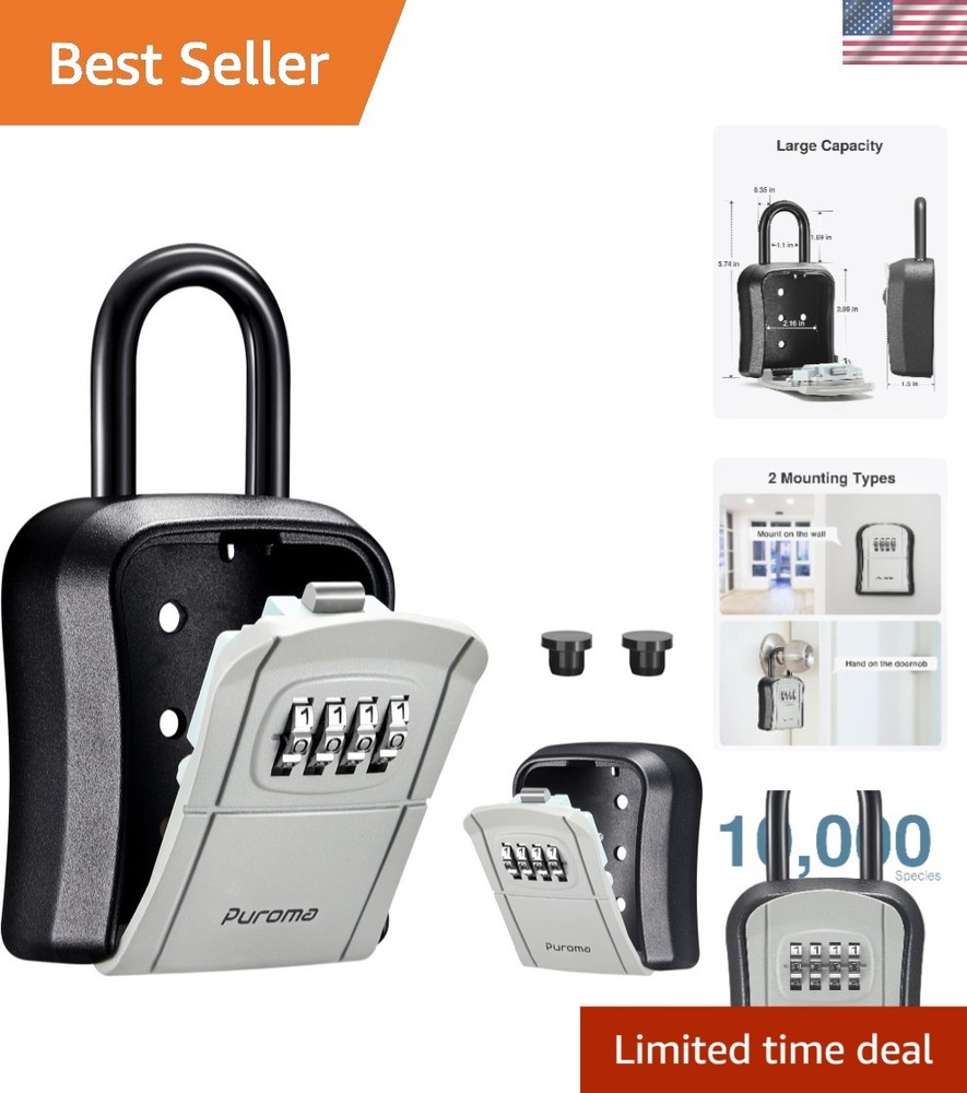 Resettable 4-Digit Security Lockbox - Wall-Mounted Key Safe for Access & Safety