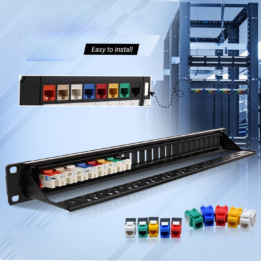 4X 24Port Patch Panel CAT6/Cat5 RJ45 110 Network Surface Wall Mount Bracket