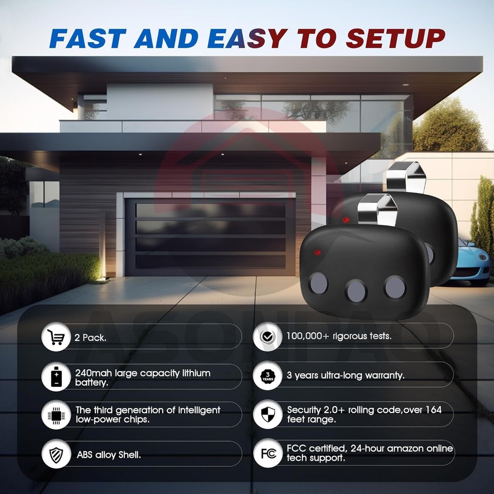 2PACK Garage Door Remote 3Button For Linear Megacode MCT-3 DNT00089 LD033 LD050