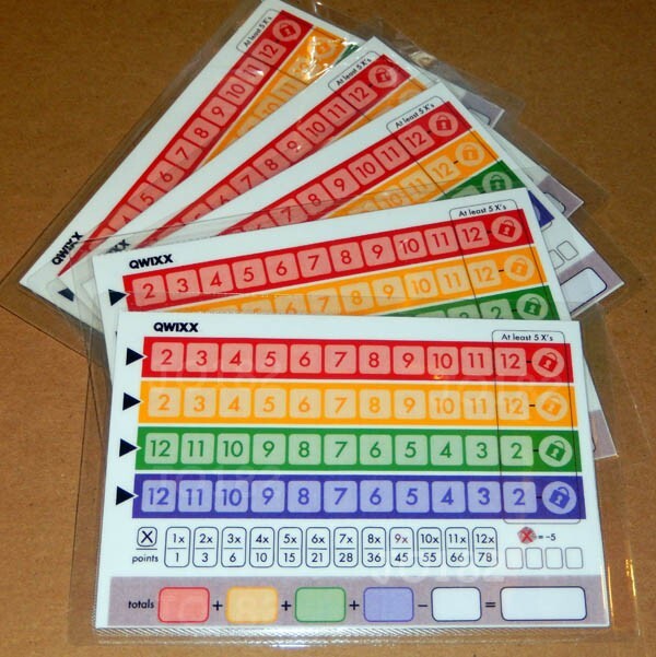 5 Laminated Qwixx Score Sheets, Dry Erase - Reusable Double Sided