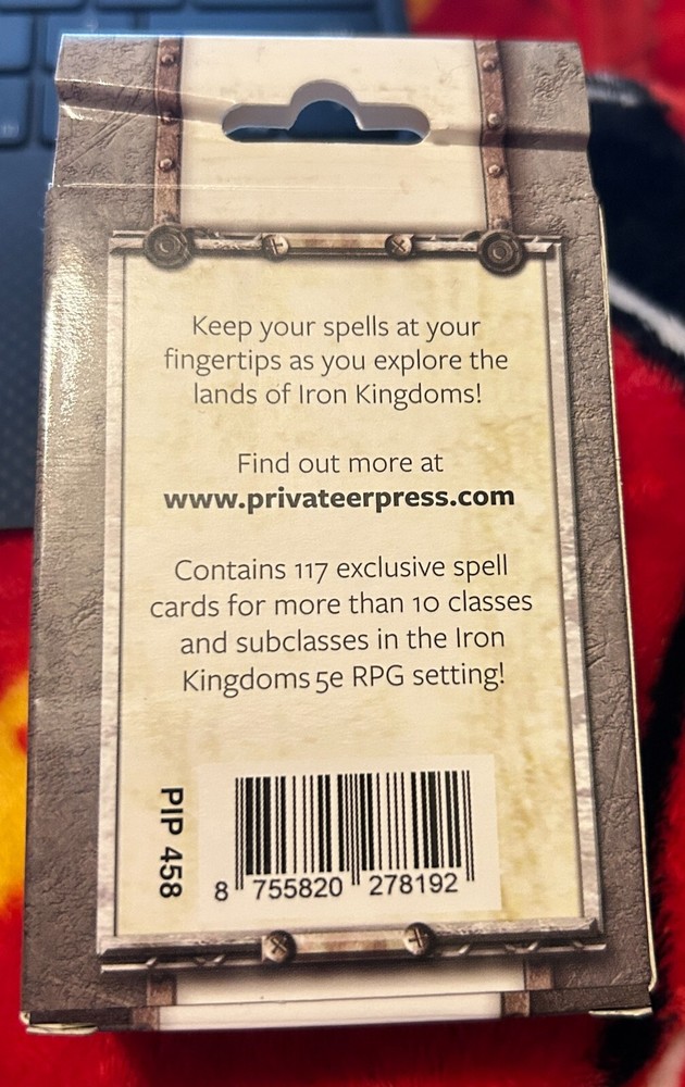 Privateer Press Iron Kingdoms Spell Reference Card Deck