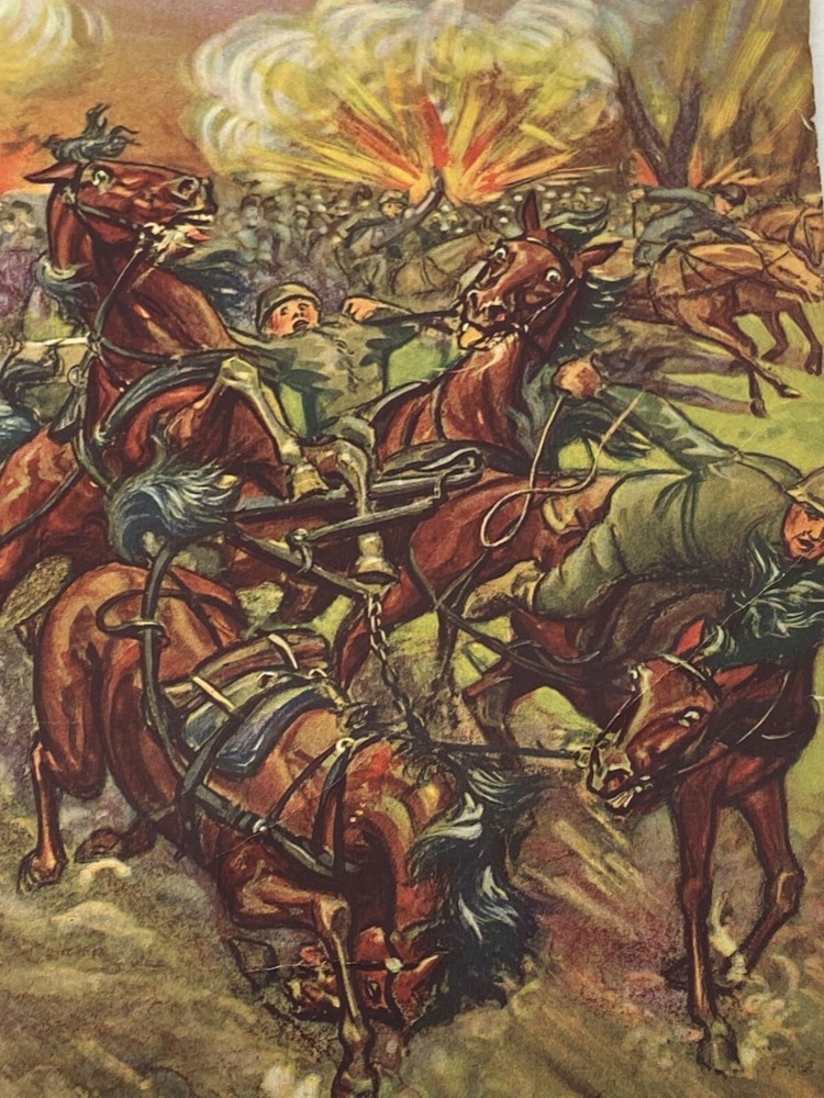 Original WWI Battle Scene Print