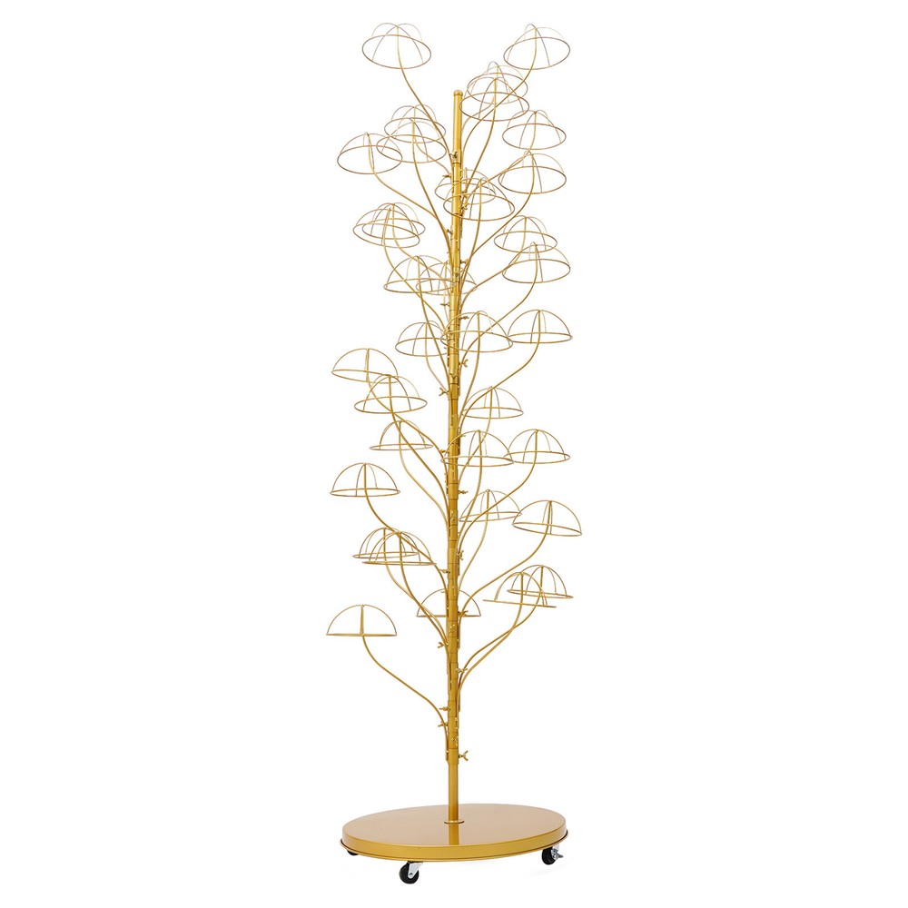35-hanger Hat Display Stand Hat Display Rack with Wheels Floor-Standing Holder