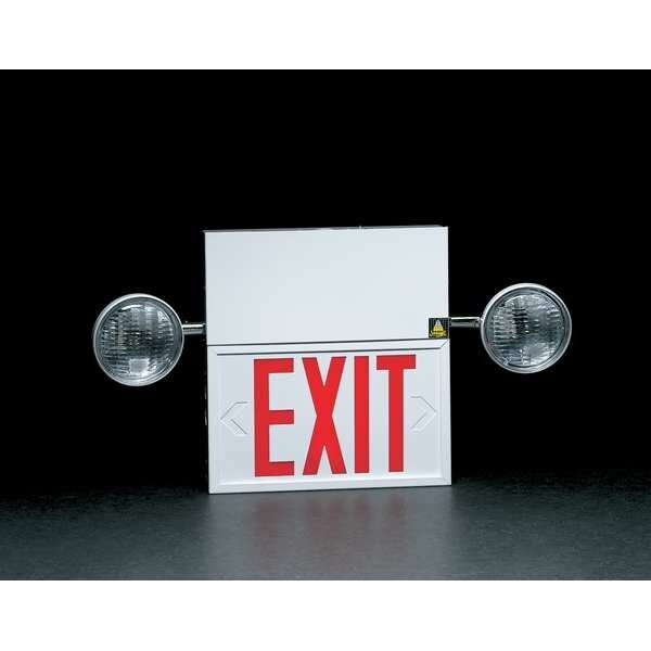 Big Beam 2Com1rww Exit Sign With Emergency Lights, White, 1 Face(S), Led,