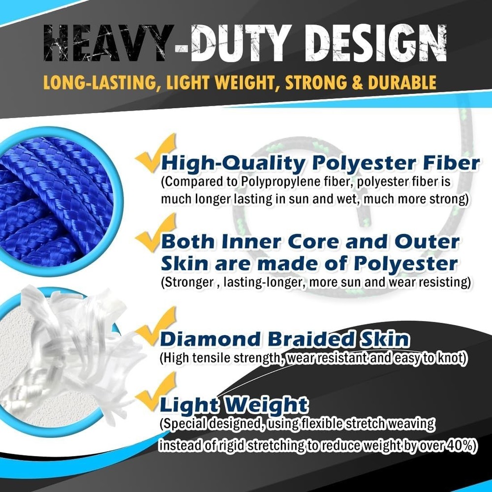 Durable 90 ft 1/4" Polyester Utility Rope - Diamond Braid for Enhanced Handling