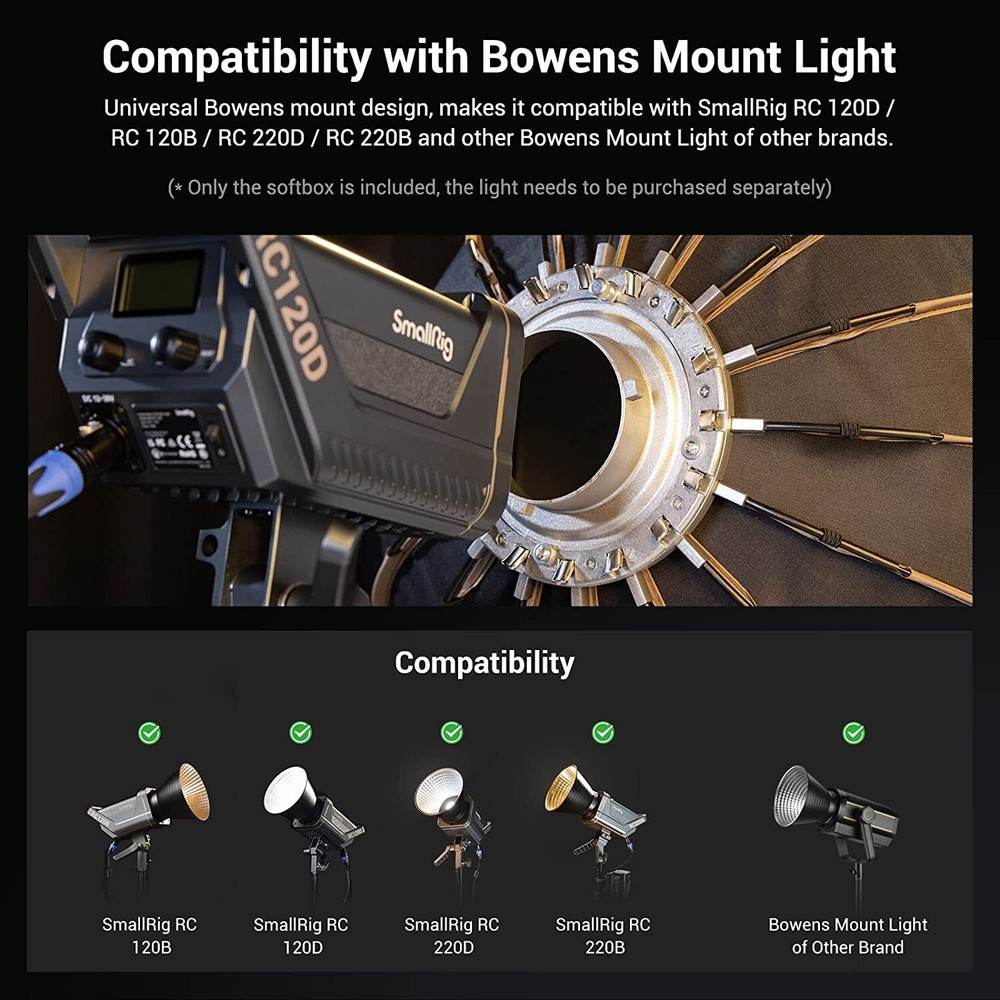 SmallRig Parabolic Softbox Quick Release, RA-D55 55cm/21.6inch Deep Softbox