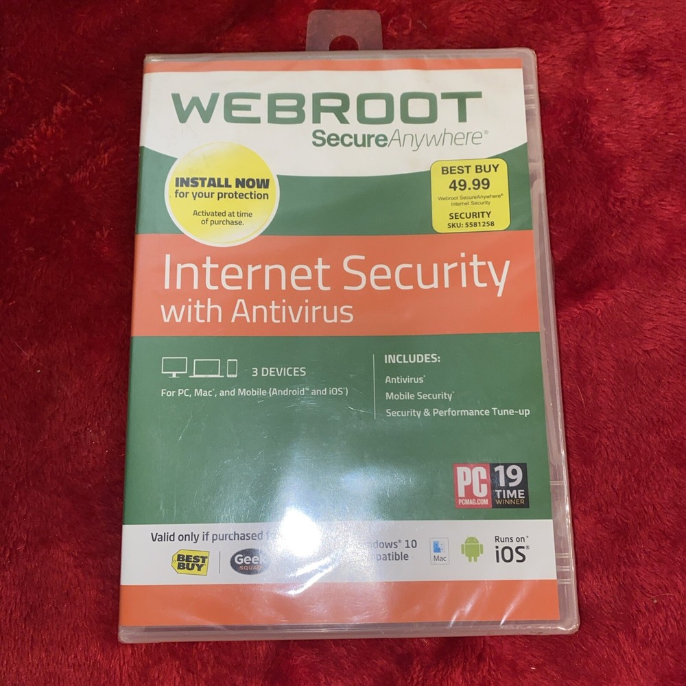 WEBROOT Secure Anywhere Internet Security, 3 Devices Antivirus Mobile PC Mac