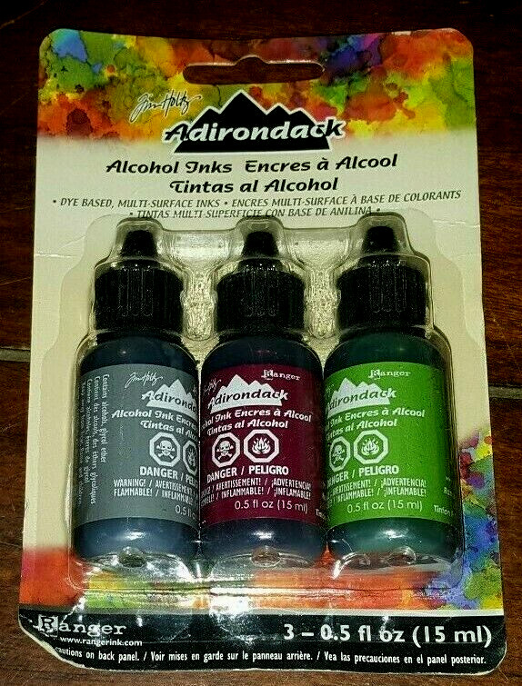 Tim Holtz .5oz Alcohol Inks: Dye Based, Multi-Surface Inks(Slate/Currant/Meadow)