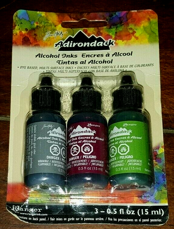 Tim Holtz .5oz Alcohol Inks: Dye Based, Multi-Surface Inks(Slate/Currant/Meadow)
