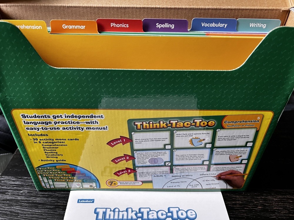 Lakeshore Think-Tac-Toe Language Multilevel Activity Menus Grades 2-3