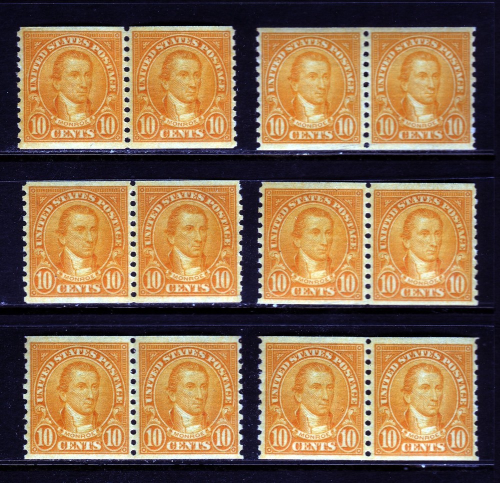 #603 MONROE PAIR. VERY FINE 1. NEVER HINGED OG. SCV $16