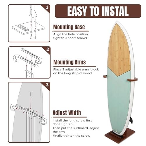 Adjustable Surfboard Stand Rack - Vertical Floor Display for Shortboard & Longbo