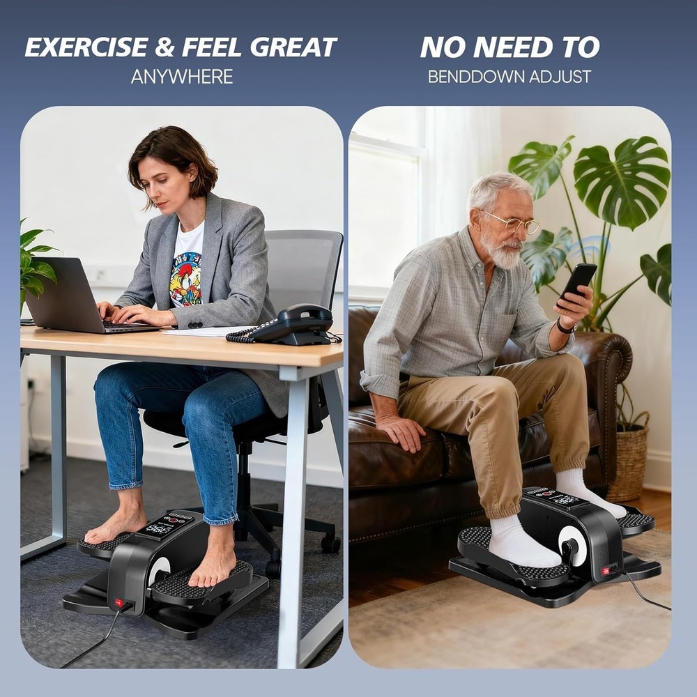 Under Desk Mini Elliptical Machine Senior Leg Exerciser with Remote Control
