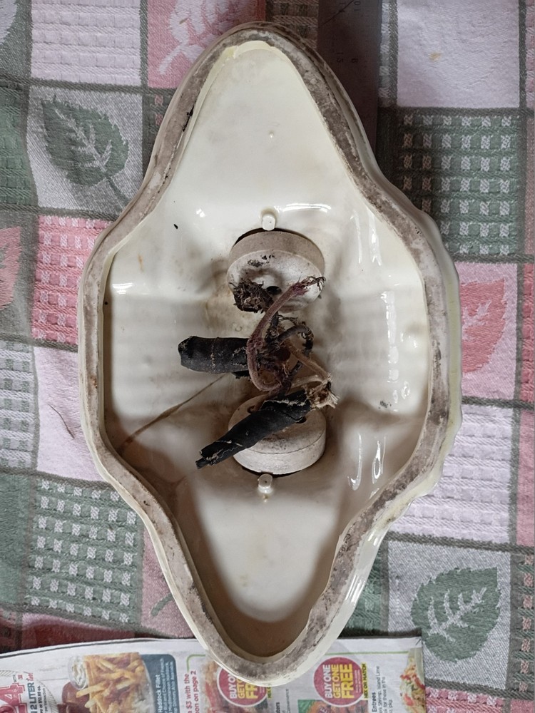 Antique Ceramic Double Bulb Wall Light Fixture NICE!