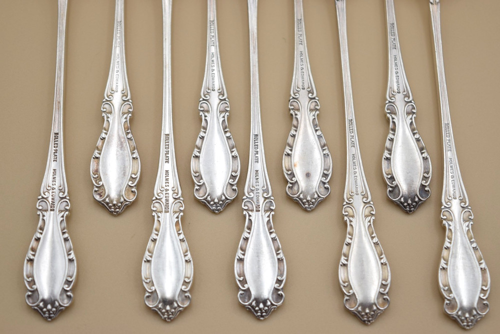 9 Cocktail Forks Holmes & Edwards Rolled Plate Flatware