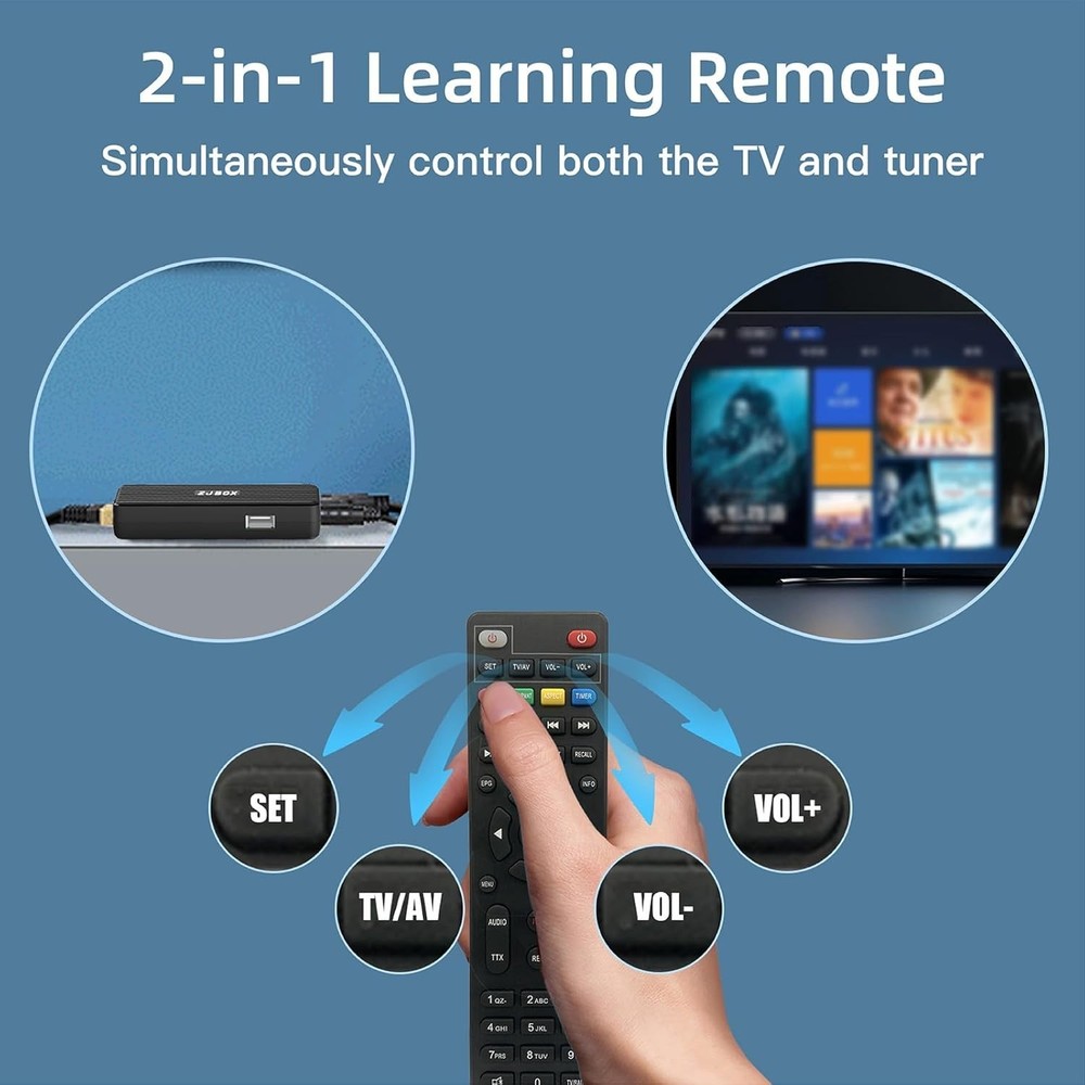 Compact Digital TV Tuner Box with Remote Control
