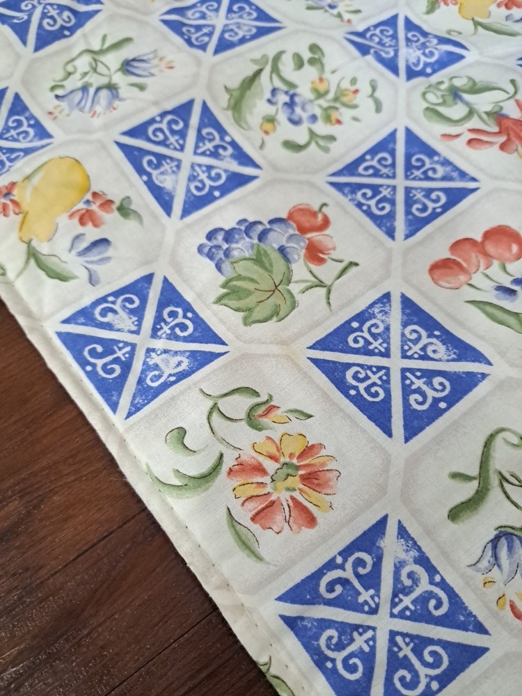 Fruit Pattern Reversible Table Runner With Tassels