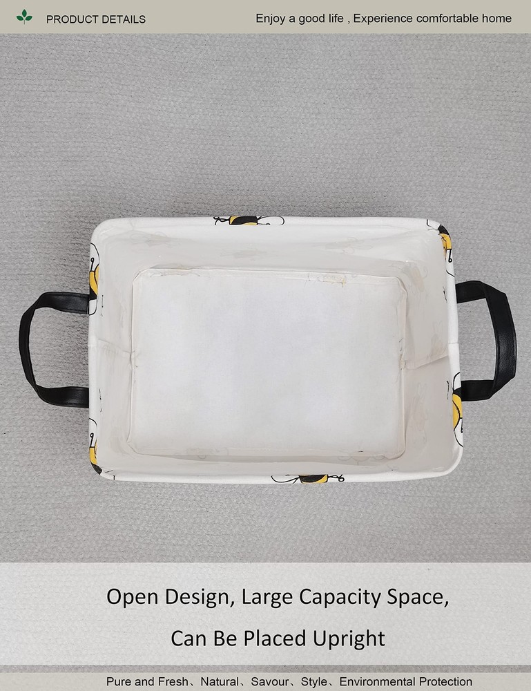 ONOEV Rectangular Bee Storage Basket,Collapsible Storage Bin for Nursery,Cute...