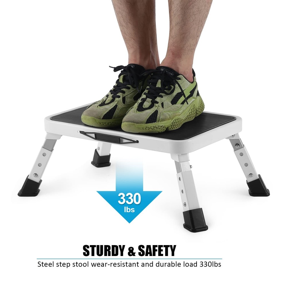 Folding Step Stool, Height-Adjustable Step Stool with Non-Slip Platform, Step...