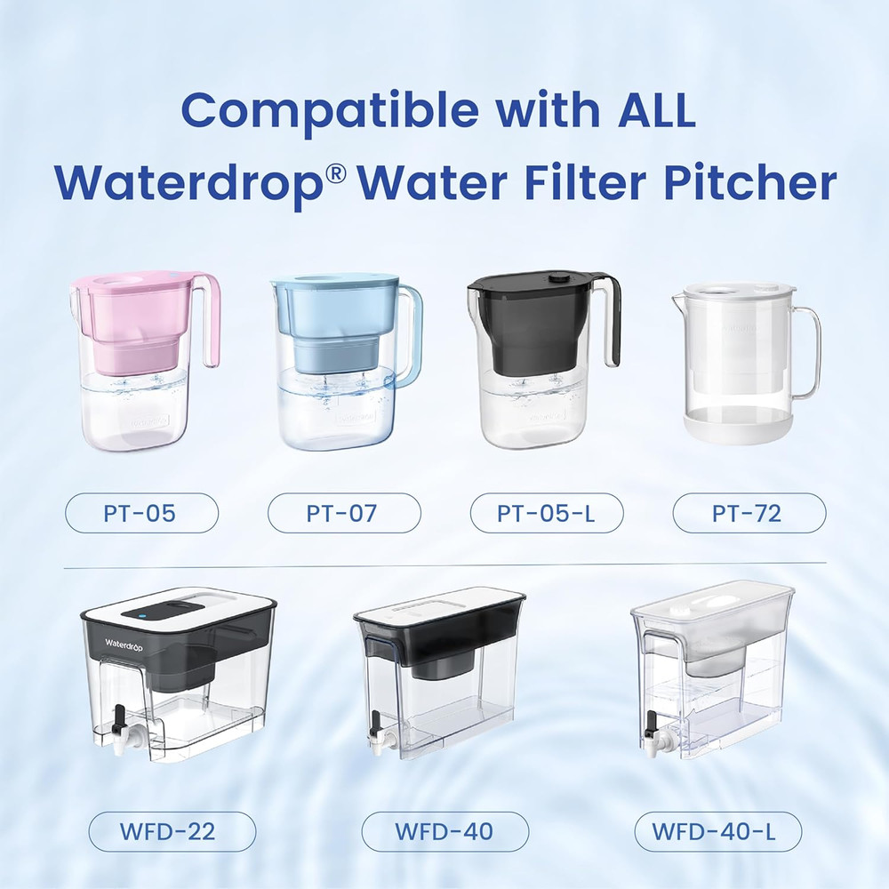 Filter Replacement for All Waterdrop® Pitcher Filtration System, Fits Waterdrop