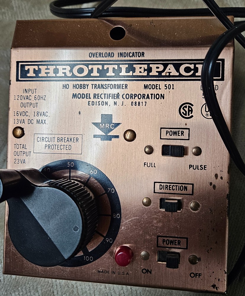MRC THROTTLE PACK TRAIN TRANSFORMER CONTROLLER MODEL 501 - MADE IN USA -