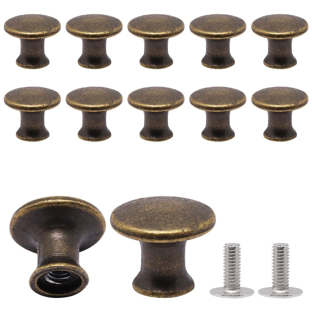 12 Pcs Mini Cabinet Knobs, Vintage Antique Bronze Dresser Knobs, Small Drawer...