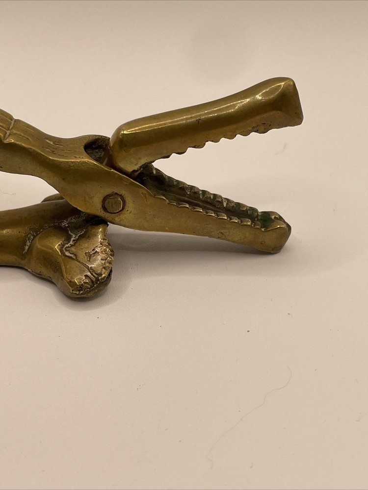 Solid Brass Alligator Crocodile Nutcracker Vintage