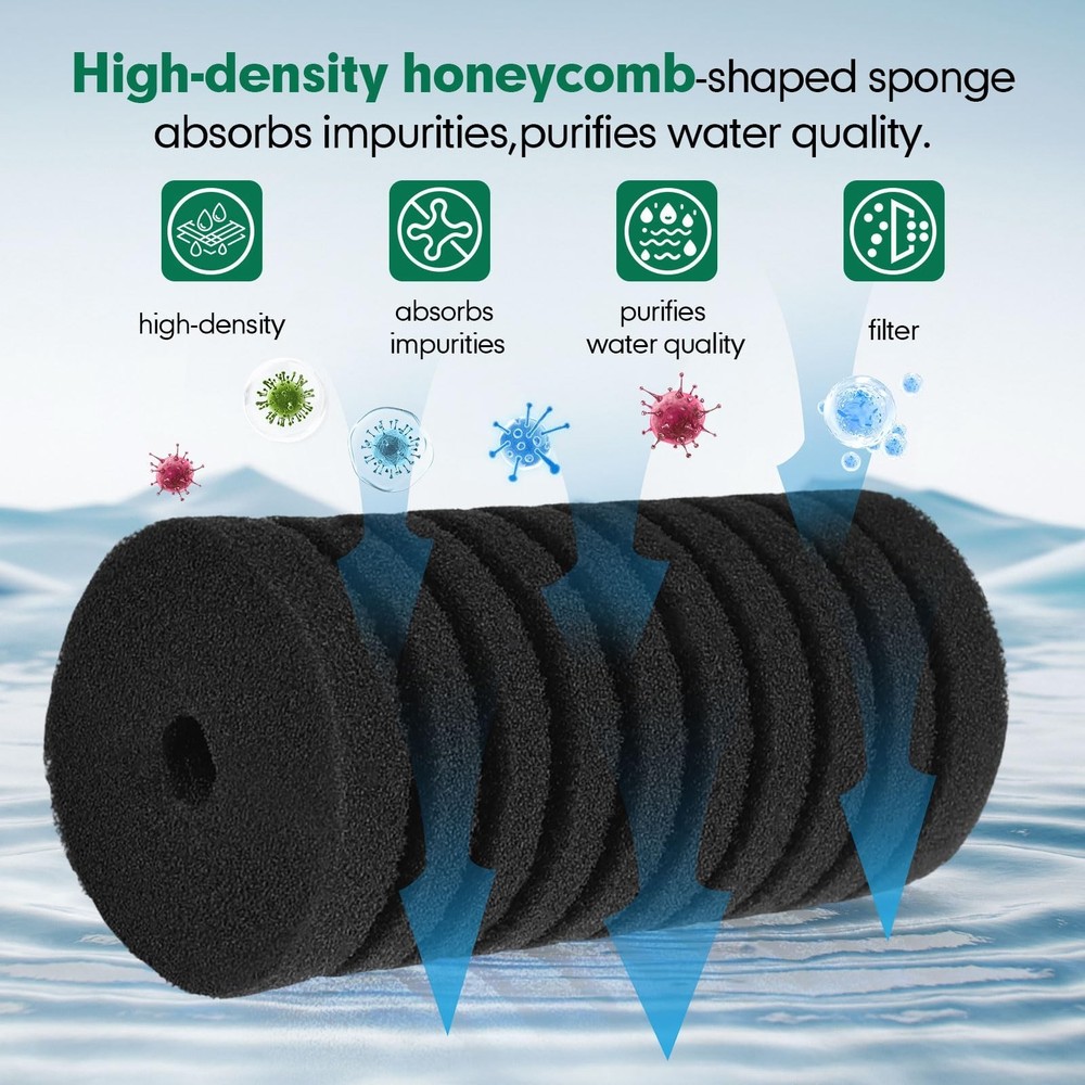 AQQA Replacement Aquarium Filter Sponge 4 Pack M（replacement sponge)