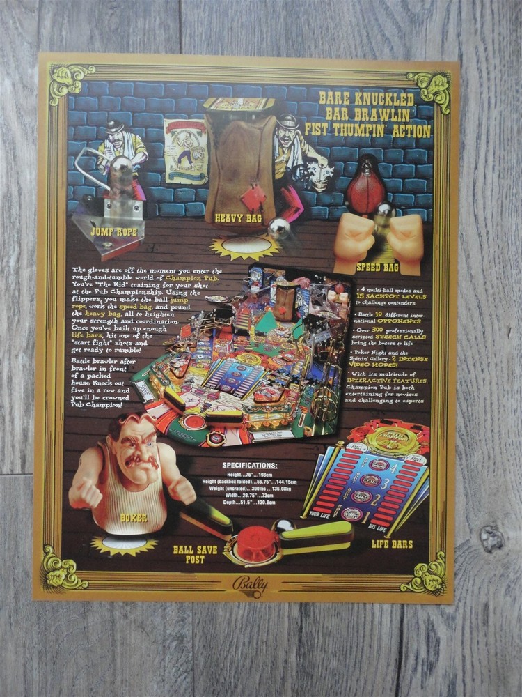 Champion Pub Pinball Machine Flyer Original Brochure