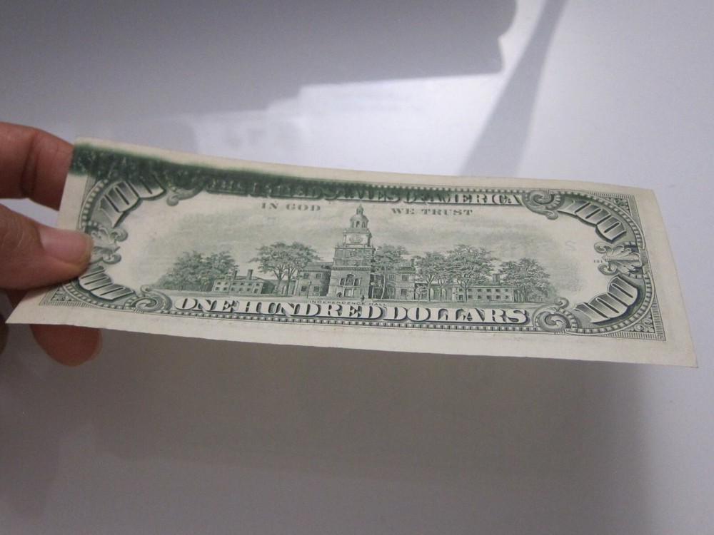 1988 $100 Printing Error on Back #B92520735C