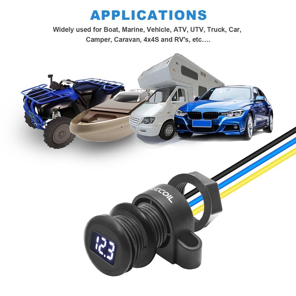 Recoil MDV Super Mini Waterproof LED Display Voltmeter Flush or Surface Mount