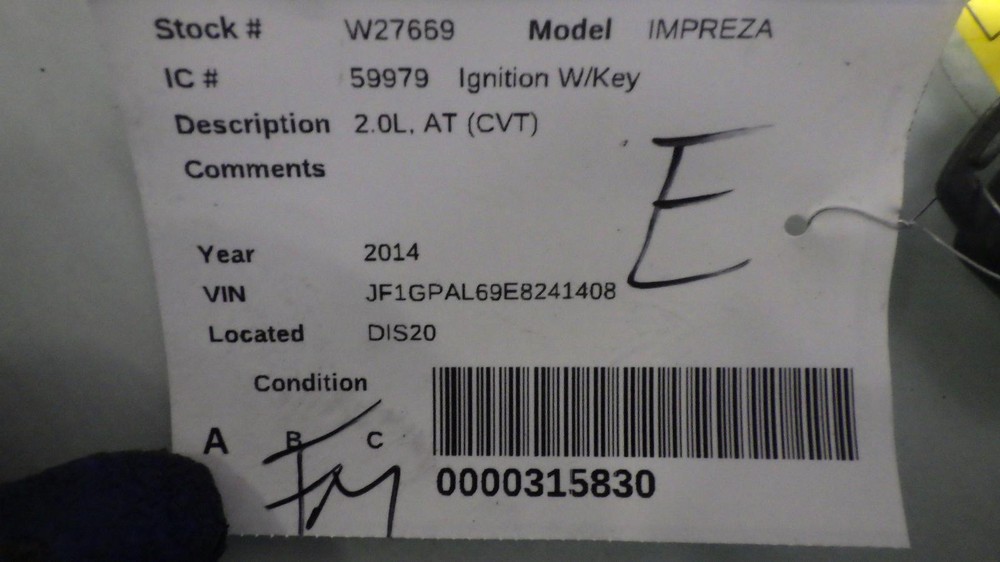 14 SUBARU IMPREZA Ignition W/Key