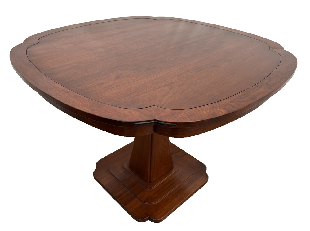 Vintage Stickley Pedestal Table Solid Cherry Clover pattern Kitchen Game Room
