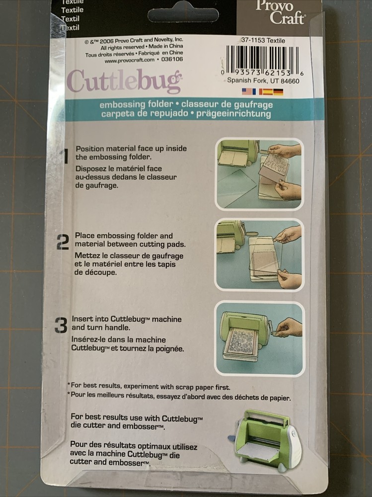 Cuttlebug Provo Craft Plastic 3D Embossing Folders TEXTILE 37-1153