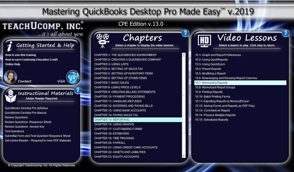 QUICKBOOKS PRO 2019 Training Tutorial DVD & Digital Course 188 Videos 7.5 Hours