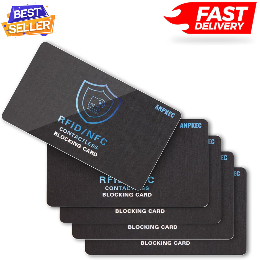 RFID Blocking Card – NFC Contactless Credit Debit Card Protector (5 Pack)