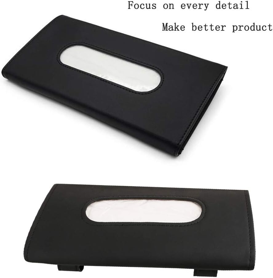 Leather Tissue Holder, Mask Holder, Rectangular Sun Visor Napkin