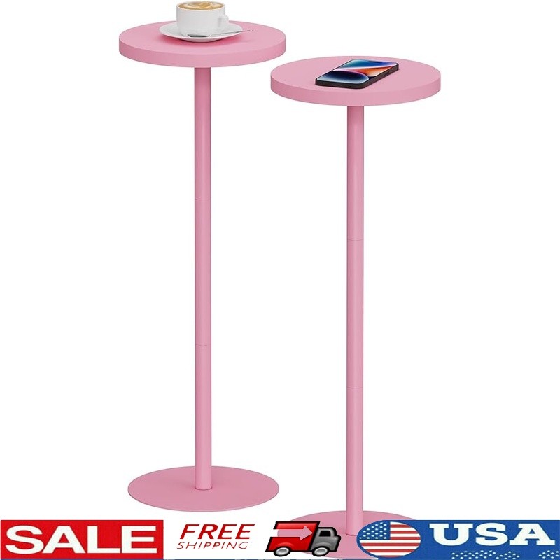 Round Side Table Sturdy Sofa Table Easy Assembly Small Space Accent Table New