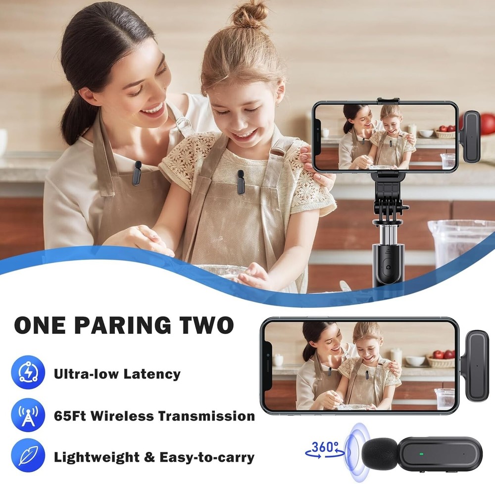 Professional Wireless Lavalier Mic for iPhone iPad Android PC Including Adapter