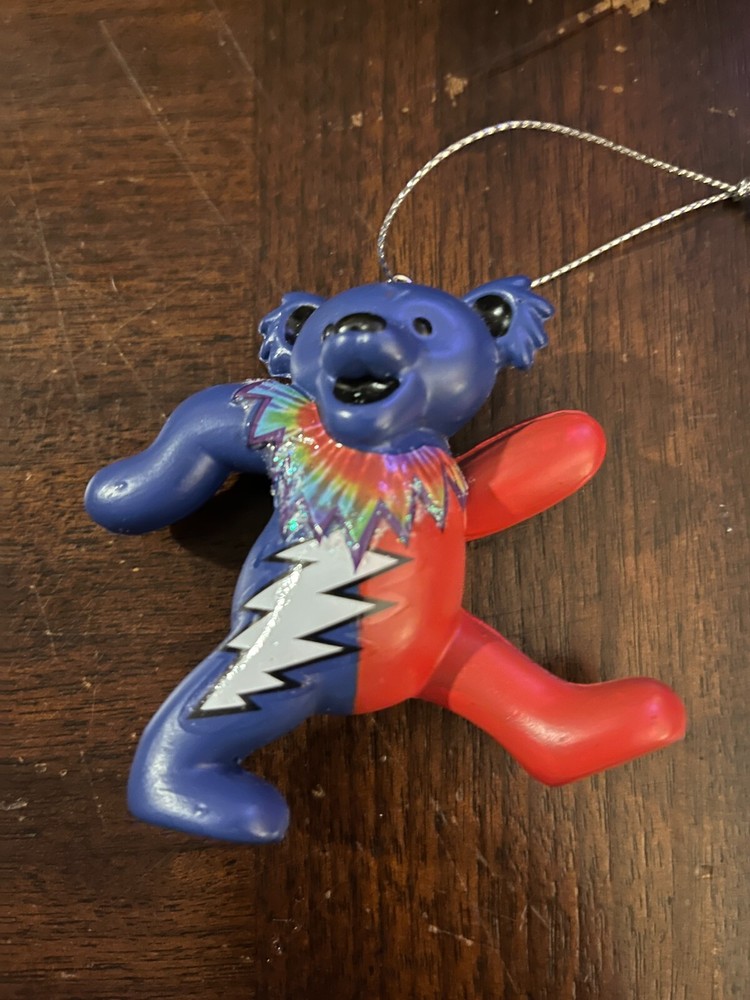 GRATEFUL DEAD DANCING BEAR ORNAMENT 3" RED AND BLUE BEAR