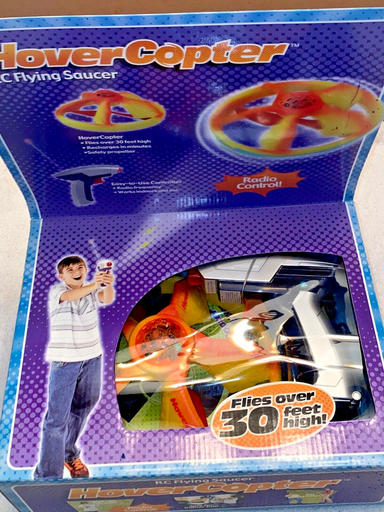 Hover Copter RC Flying Saucer, 49 MHz, Lights, Controller, NEW