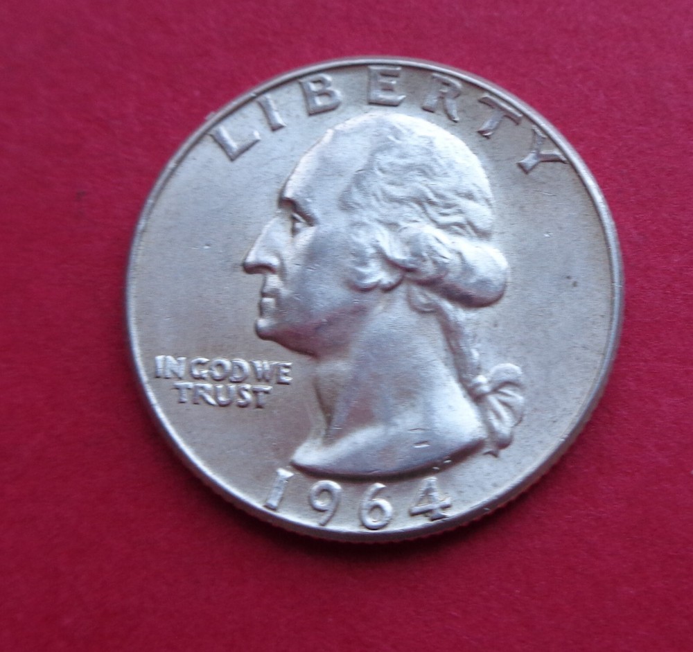 1964 B.U. 90% SILVER WASHINGTON QUARTER/NICE