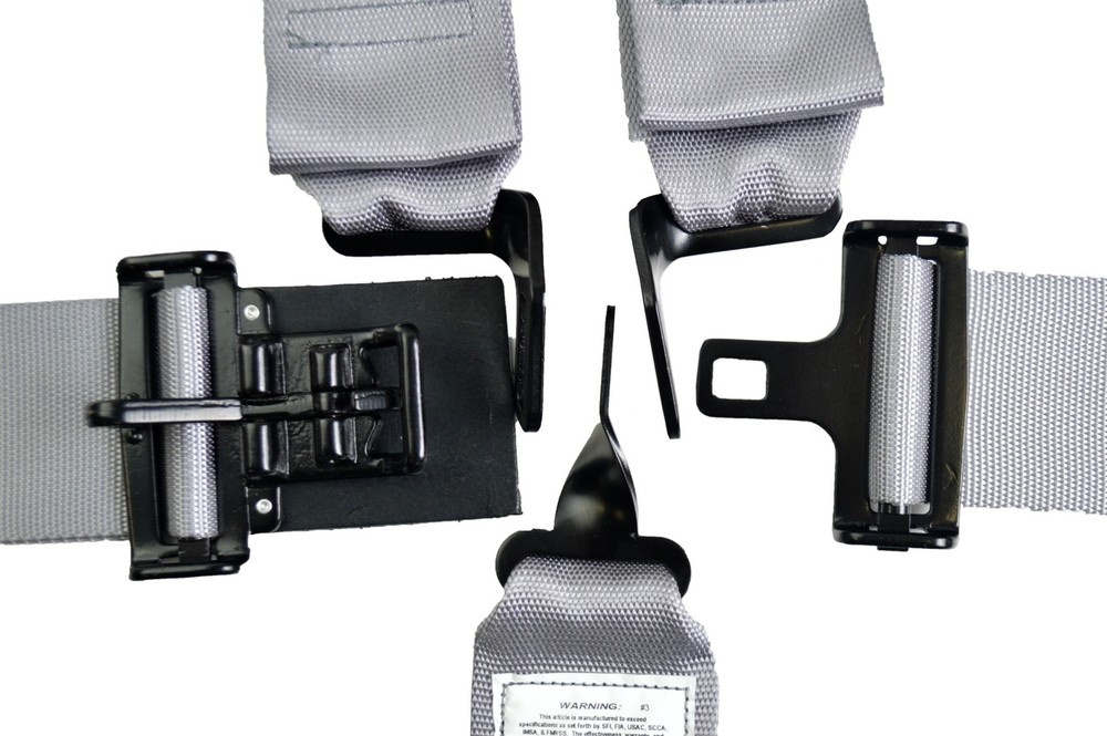 CONTINUOUS LOOP OVER ROLL BAR 3" RACE HARNESS 5 POINT SFI 16.1 LATCH & LINK GREY