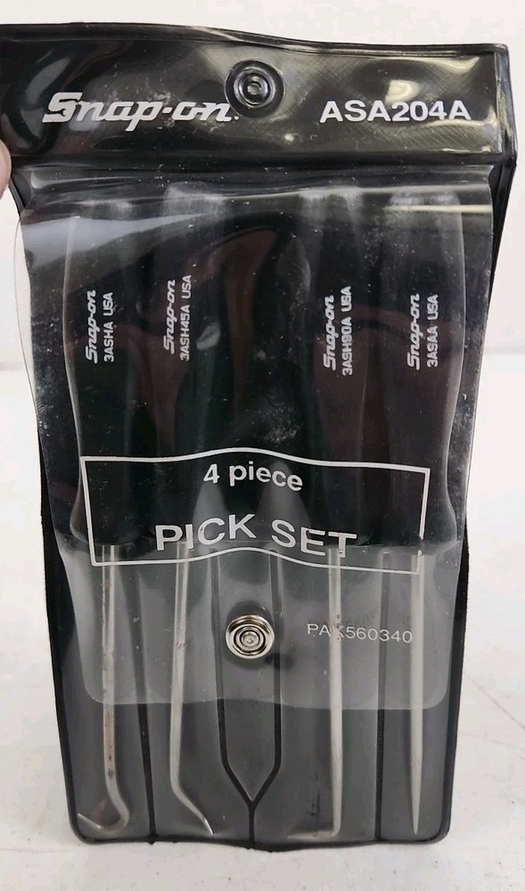 SNAP-ON TOOLS ASA204A Black Mini Screwdriver Handle 4Pc Pick Set!!