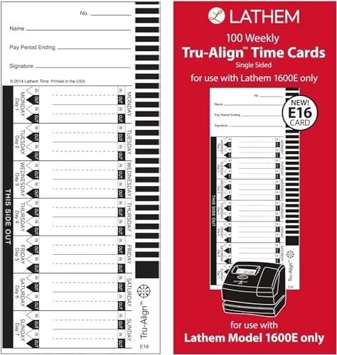 Weekly Time Clock Cards for 1600E